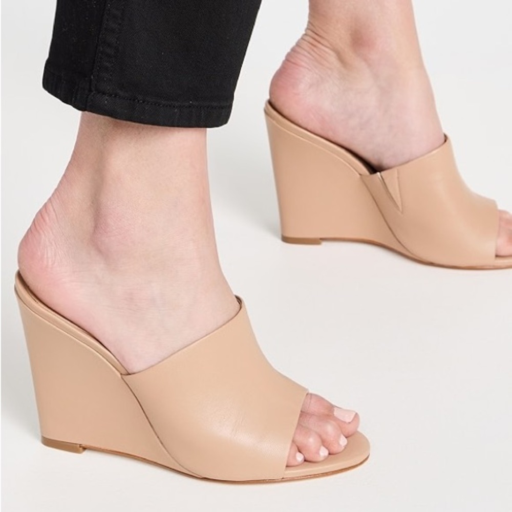 NIB SCHUTZ Women's Lucy Wedge Sandals, True Beige, Tan, 7.5
